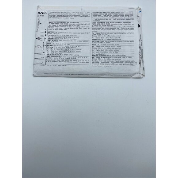 Simplicity 8785 Men’s Accessories Ties Scarf Cummerbund Sewing Pattern 1996 - Picture 2 of 4